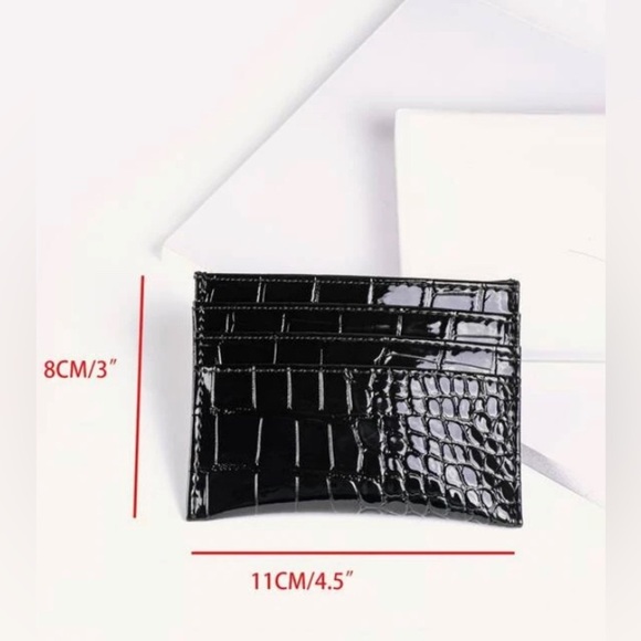 Croc embossed card holder in Black - Picture 3 of 3